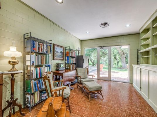 Home Office, Interior, Recessed Lighting, Stone Walls