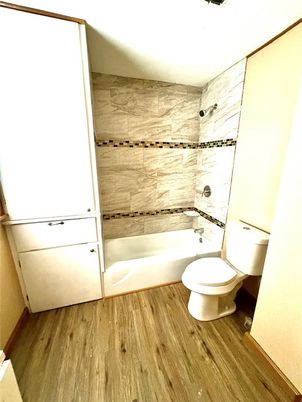 Bathroom, Interior, Marble Walls, Wood Texture Flooring