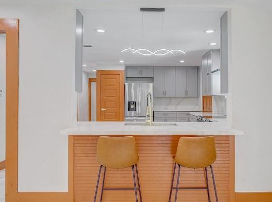 Interior, Kitchen, Pendant Lights, Recessed Lighting, Stainless Steel Appliances