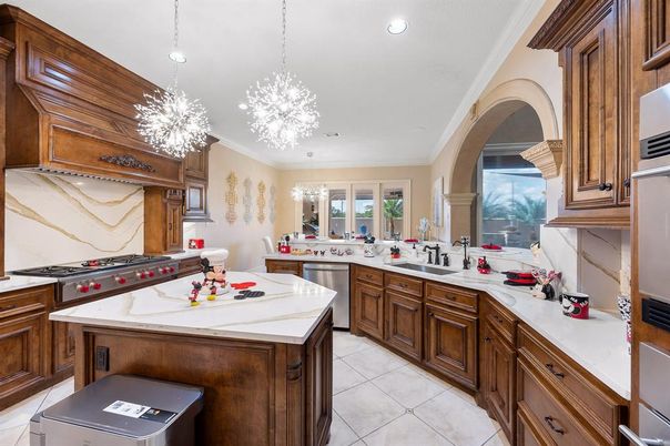 Chandelier, Interior, Kitchen, Pendant Lights, Recessed Lighting, Stainless Steel Appliances