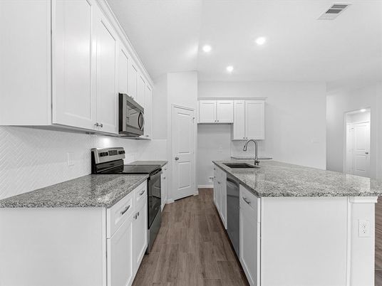 Interior, Kitchen, Recessed Lighting, Wood Texture Flooring