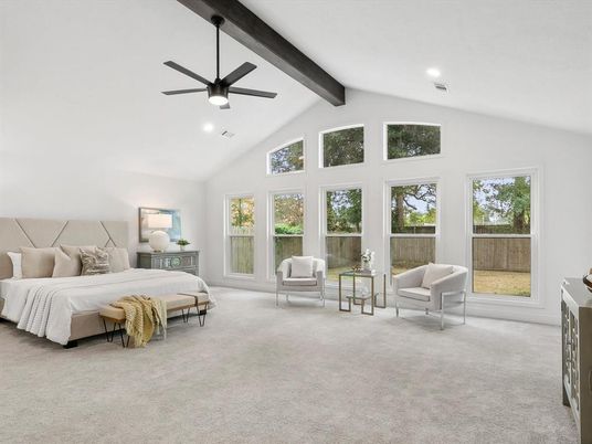 Bedroom, Interior, Recessed Lighting, Wooden Beams