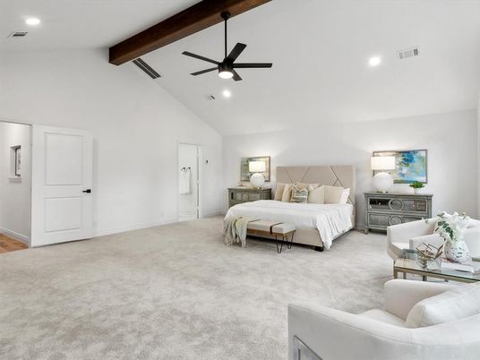 Bedroom, Interior, Recessed Lighting, Wooden Beams