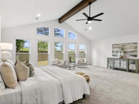 Bedroom, Interior, Recessed Lighting, Wooden Beams