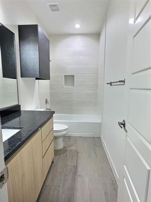 Bathroom, Interior, Recessed Lighting, Wood Texture Flooring