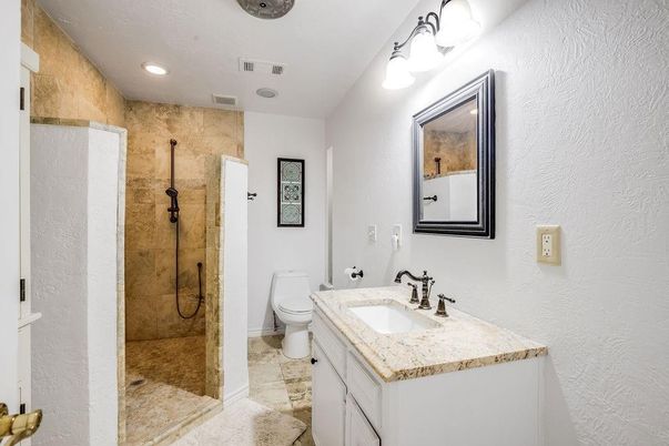 Bathroom, Glass Shower, Interior, Recessed Lighting