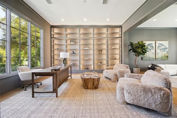 Home Office, Interior, Recessed Lighting, Wood Texture Flooring