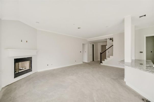Empty room, Fireplace, Interior, Recessed Lighting