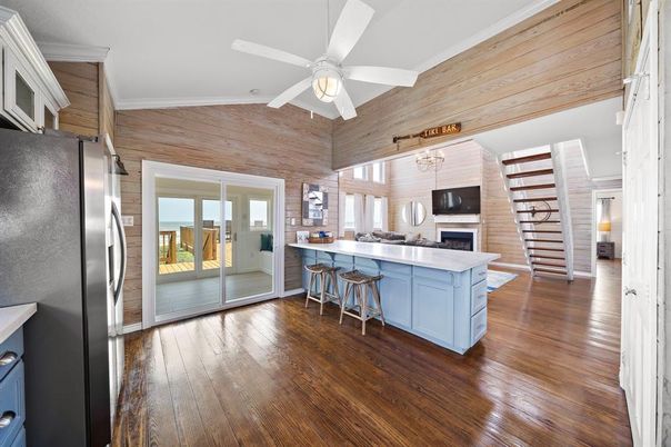 Interior, Kitchen, Wood Texture Flooring, Wooden Walls