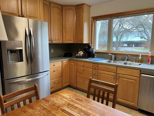 Interior, Kitchen, Stainless Steel Appliances, Wood Texture Flooring