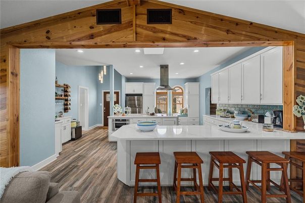 Interior, Kitchen, Recessed Lighting, Wood Texture Flooring