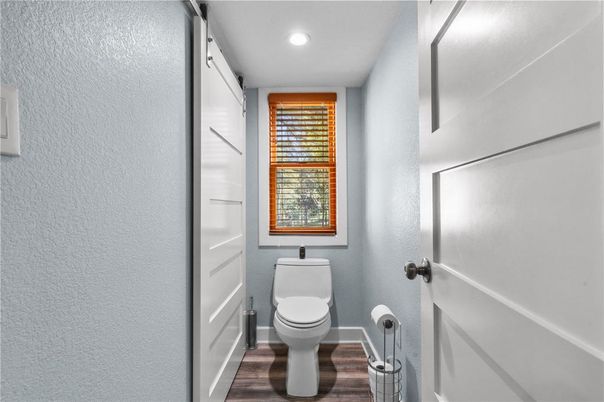 Bathroom, Interior, Recessed Lighting, Wood Texture Flooring