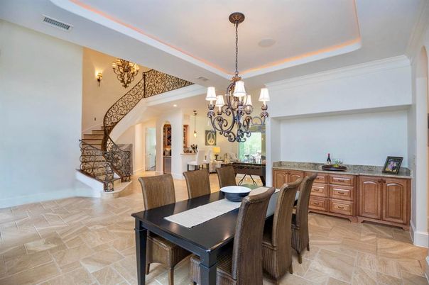Chandelier, Dining room, Interior, Recessed Lighting