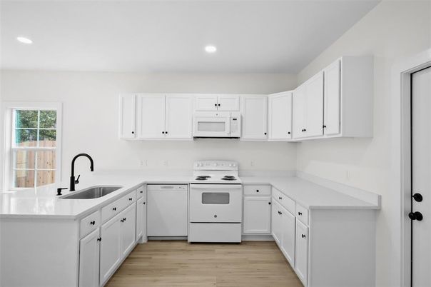 Interior, Kitchen, Recessed Lighting, Wood Texture Flooring