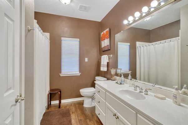 Bathroom, Dual Sink Vanities, Interior, Wood Texture Flooring