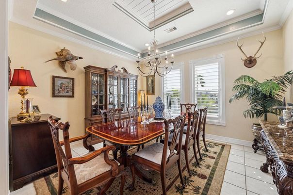 Chandelier, Dining room, Interior, Recessed Lighting
