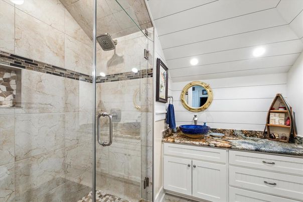 Bathroom, Glass Shower, Interior, Recessed Lighting