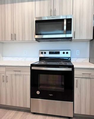 Interior, Kitchen, Stainless Steel Appliances, Wood Texture Flooring