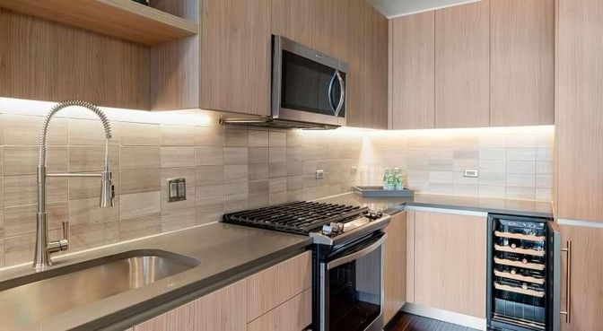 Interior, Kitchen, Stainless Steel Appliances, Wood Texture Flooring