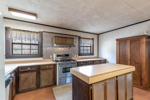 Interior, Kitchen, Stainless Steel Appliances, Wood Texture Flooring