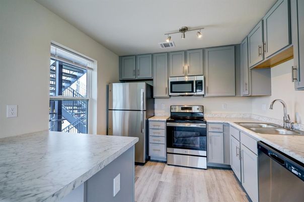 Interior, Kitchen, Stainless Steel Appliances, Wood Texture Flooring