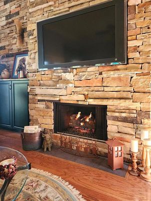 Fireplace, Interior, Stone Walls, Wood Texture Flooring, Wooden Walls