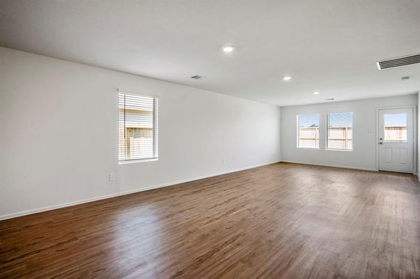Empty room, Interior, Recessed Lighting, Wood Texture Flooring