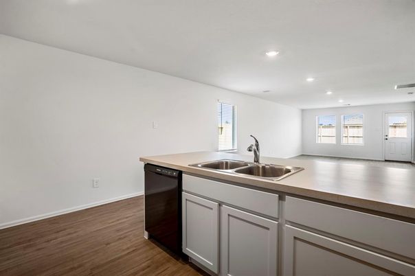 Interior, Kitchen, Recessed Lighting, Wood Texture Flooring
