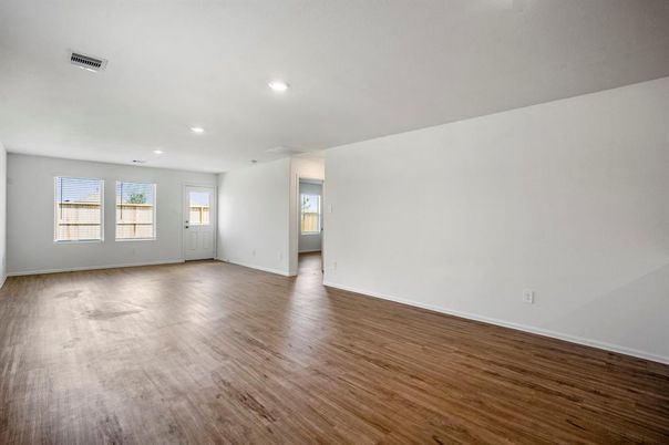 Empty room, Interior, Recessed Lighting, Wood Texture Flooring