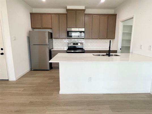 Interior, Kitchen, Recessed Lighting, Wood Texture Flooring