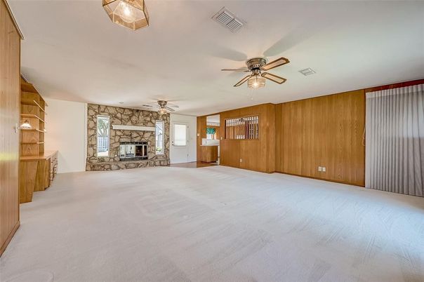 Empty room, Fireplace, Interior, Wooden Walls