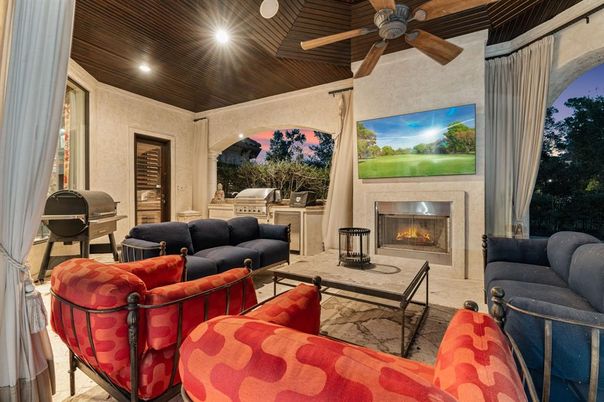 Fireplace, Interior, Living room, Recessed Lighting