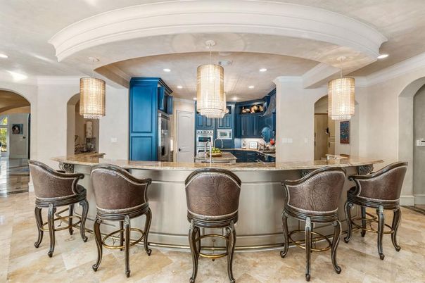 Chandelier, Interior, Kitchen, Recessed Lighting, Stainless Steel Appliances