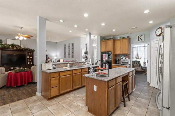 Interior, Kitchen, Living room, Recessed Lighting, Wood Texture Flooring