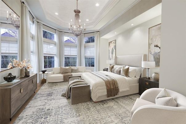 Bedroom, Chandelier, Interior, Recessed Lighting