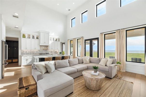 Interior, Kitchen, Living room, Recessed Lighting, Stainless Steel Appliances, Wood Texture Flooring