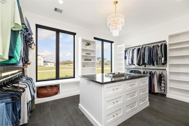 Chandelier, Interior, Recessed Lighting, Walk-in Closets, Wood Texture Flooring