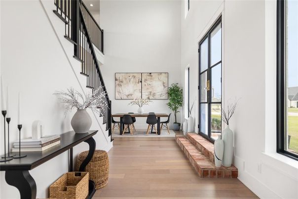 Dining room, Interior, Recessed Lighting, Wood Texture Flooring