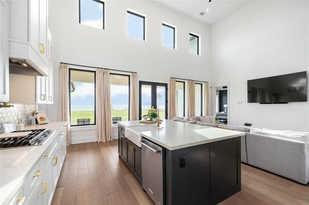 Interior, Kitchen, Recessed Lighting, Wood Texture Flooring