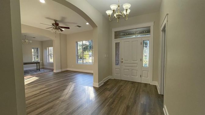 Chandelier, Interior, Recessed Lighting, Wood Texture Flooring