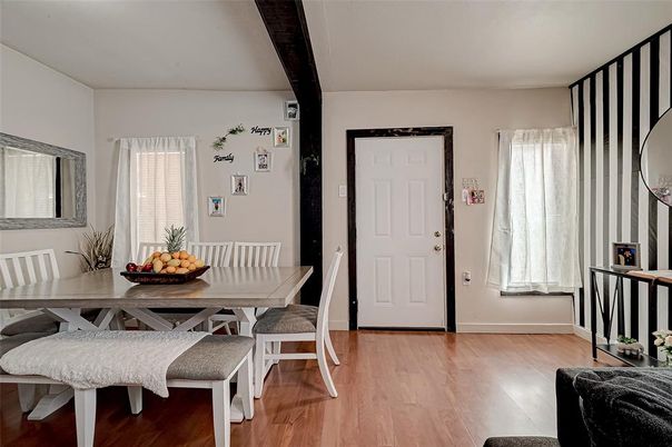 Dining room, Interior, Wooden Beams, Wood Texture Flooring
