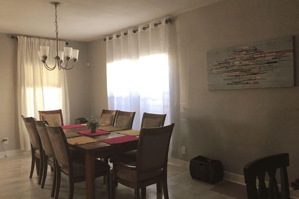 Chandelier, Dining room, Interior, Wood Texture Flooring