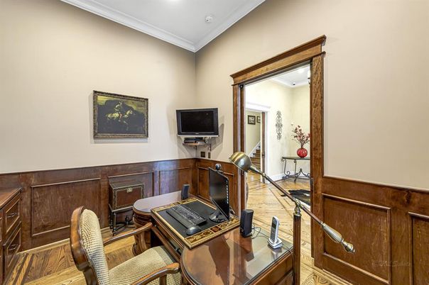 Home Office, Interior, Recessed Lighting, Wood Texture Flooring