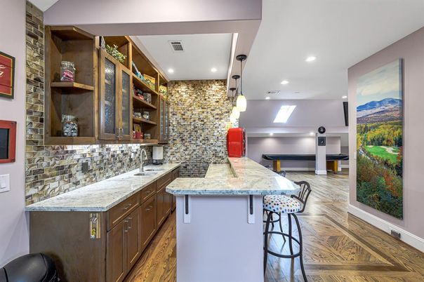 Interior, Kitchen, Pendant Lights, Recessed Lighting, Wood Texture Flooring
