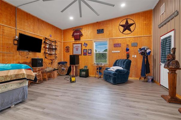 Interior, Recessed Lighting, Wood Texture Flooring, Wooden Walls