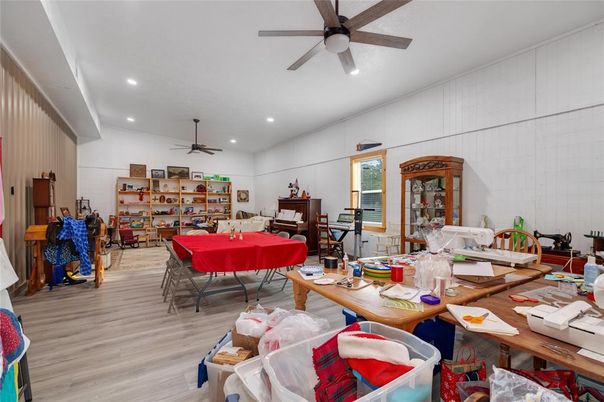 Dining room, Interior, Recessed Lighting, Wood Texture Flooring