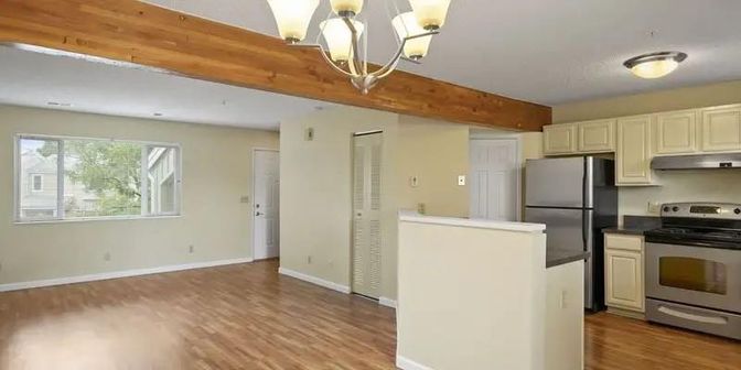 Interior, Kitchen, Stainless Steel Appliances, Wooden Beams, Wood Texture Flooring