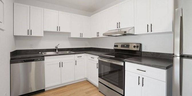Interior, Kitchen, Stainless Steel Appliances, Wood Texture Flooring
