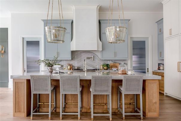 Interior, Kitchen, Pendant Lights, Wood Texture Flooring