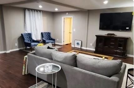 Interior, Living room, Recessed Lighting, Wood Texture Flooring